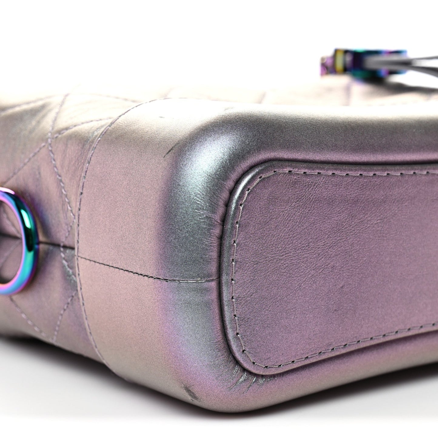 Iridescent Lambskin Calfskin Quilted Small Gabrielle Hobo Light Purple