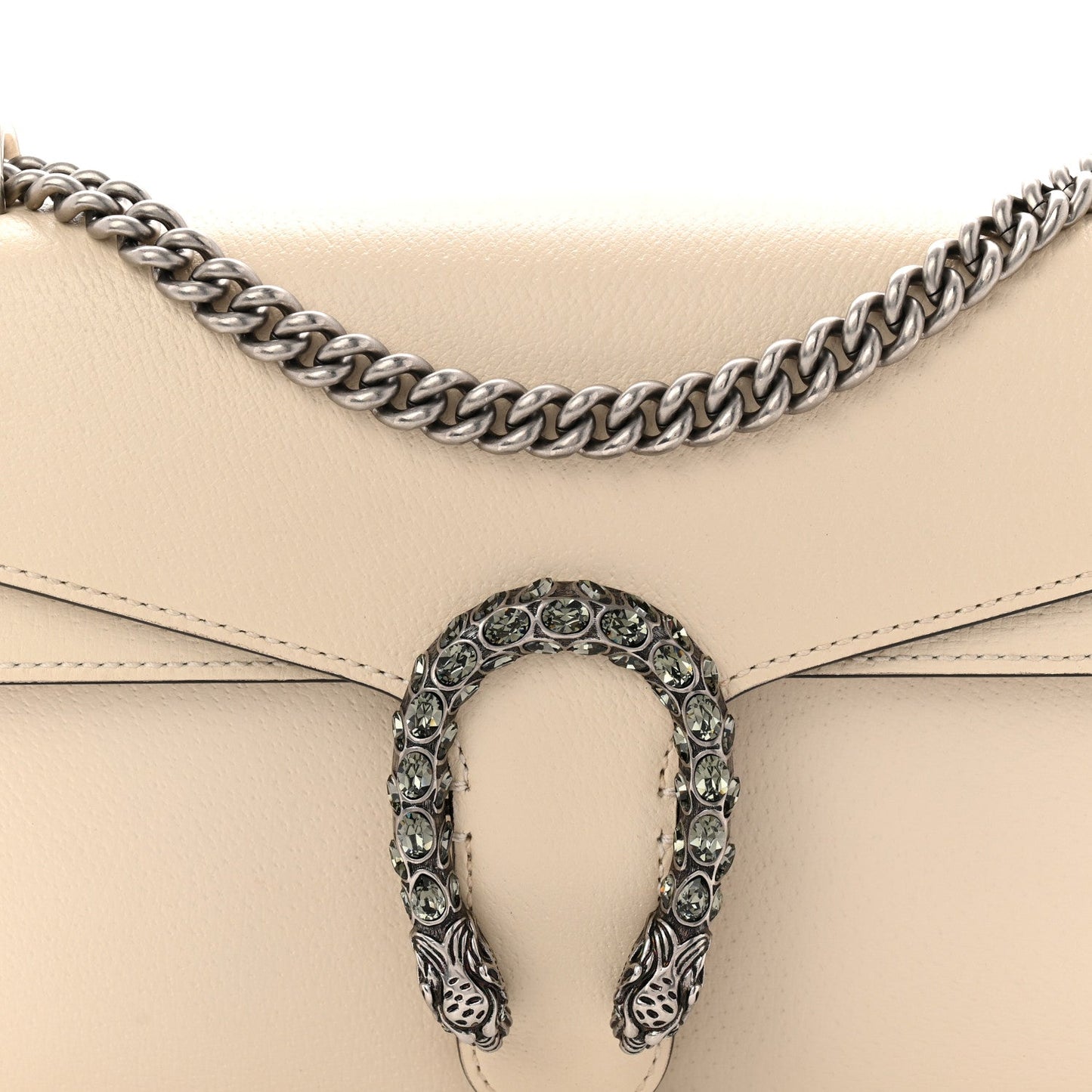Textured Calfskin Crystal Small Dionysus Shoulder Bag Mystic White