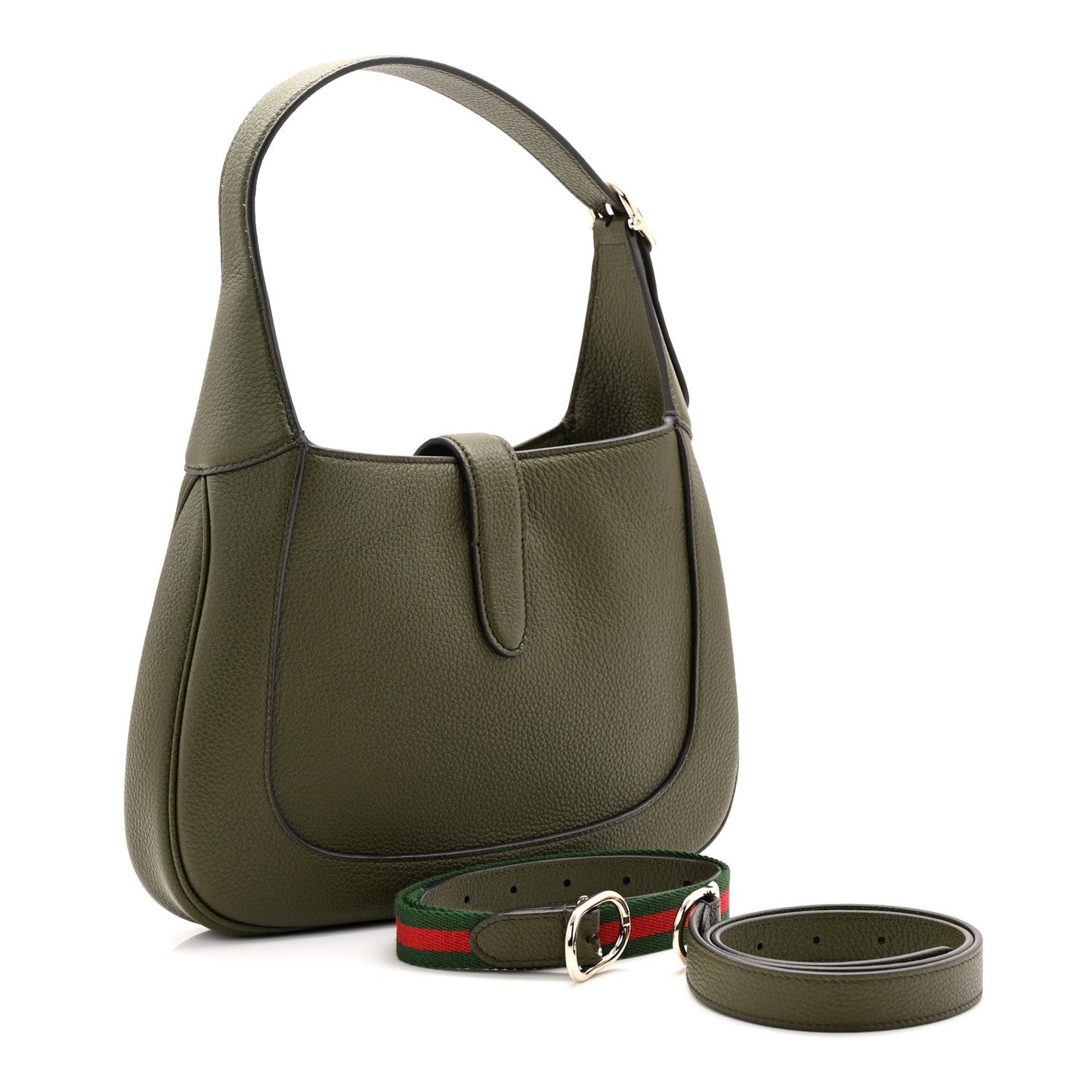 Sea Calfskin Web Medium Jackie 1961 Hobo Dark Green