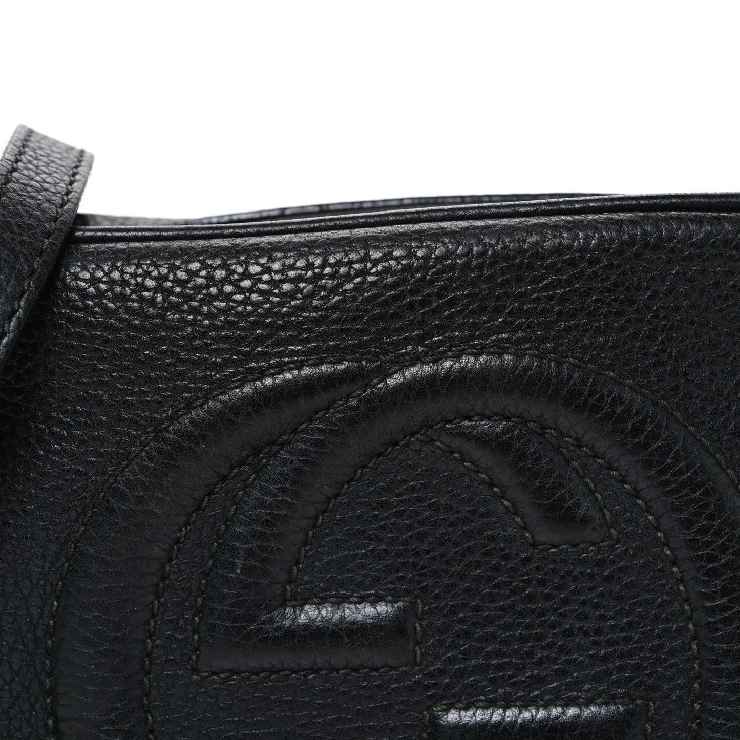 Pebbled Calfskin Small Soho Disco Bag Black