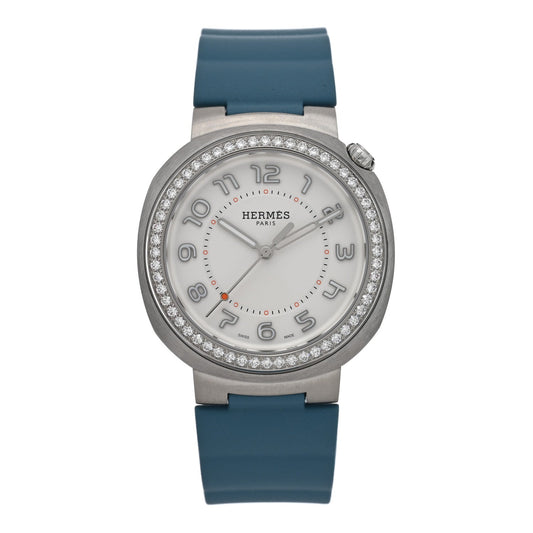 Stainless Steel Rubber Diamond Bezel 36mm Cut Automatic Watch Blue Jean