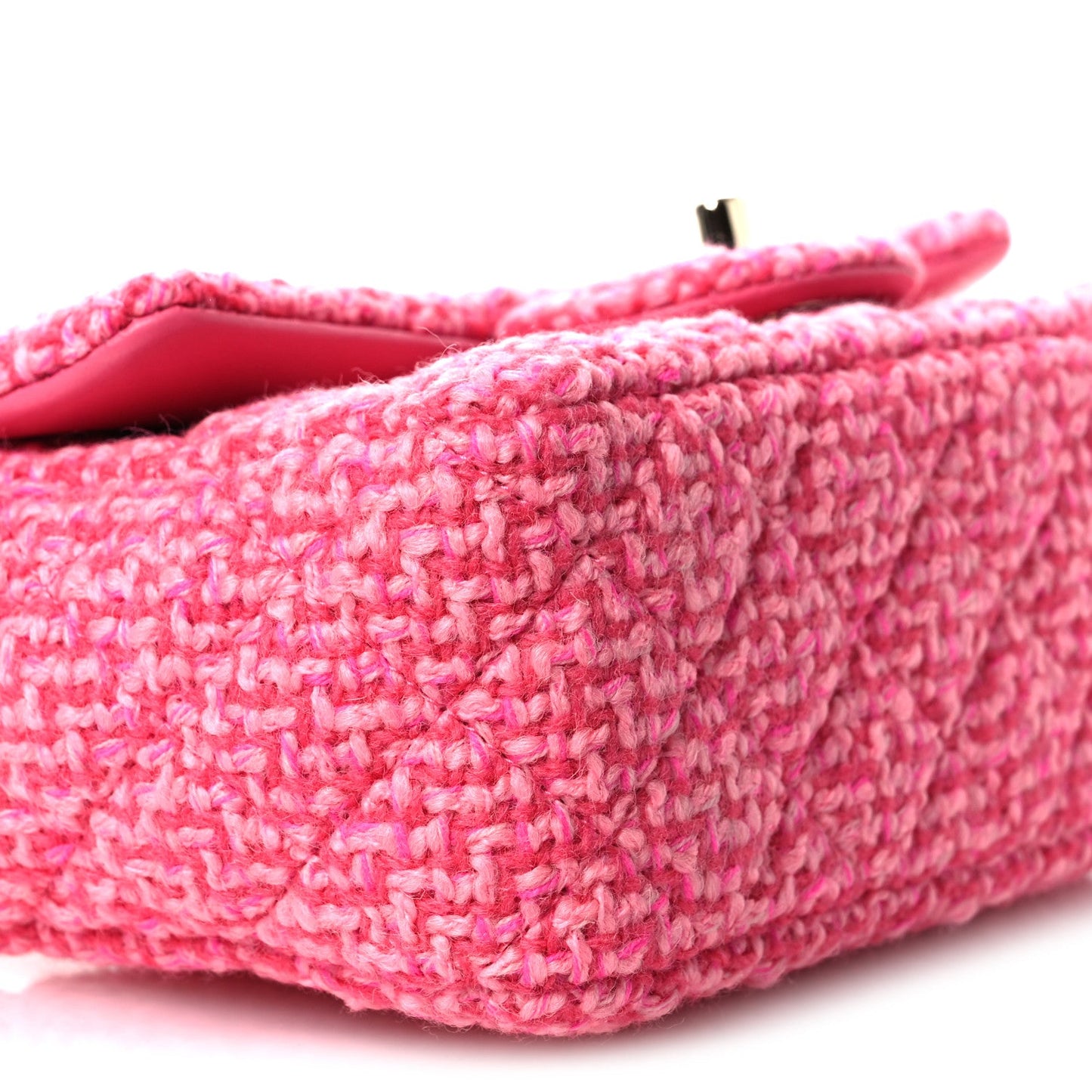 Wool Tweed Quilted Mini Rectangular Flap Dark Pink Fuchsia
