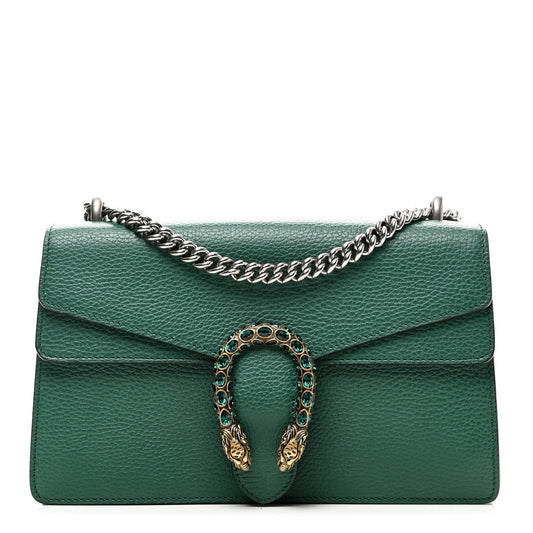 Pebbled Calfskin Small Dionysus Shoulder Bag Emerald