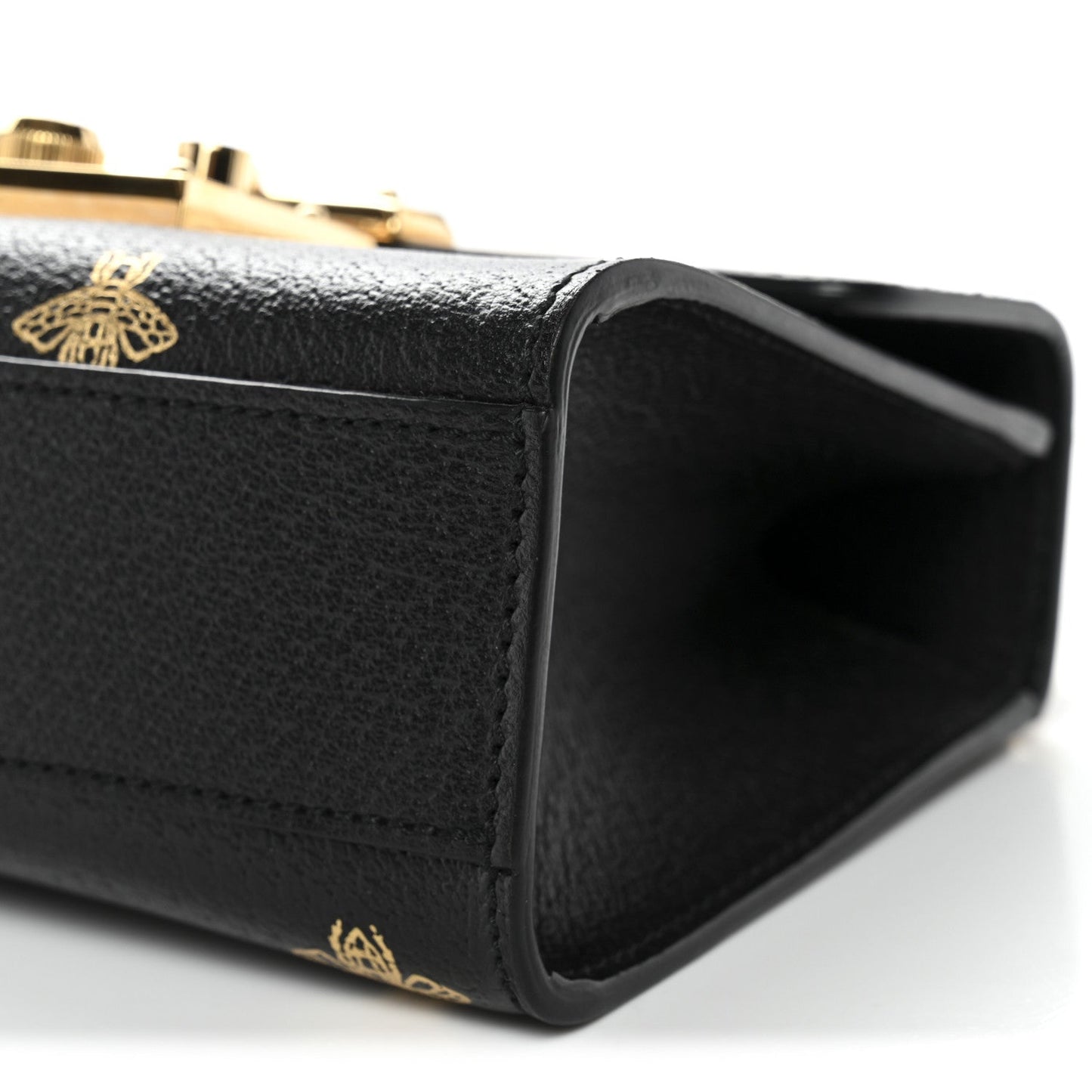 Grained Calfskin Bee Star Small Padlock Shoulder Bag Black