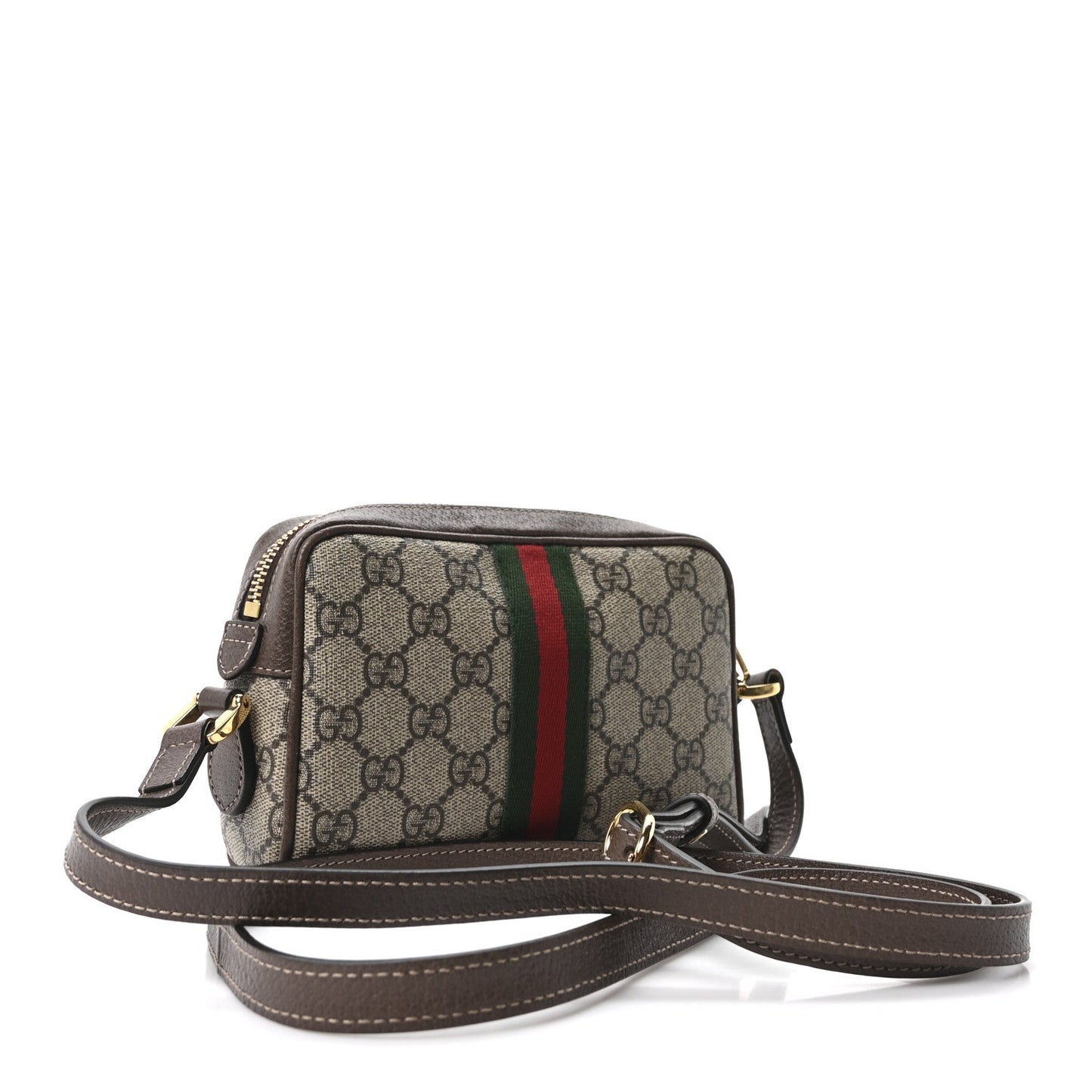 GG Supreme Monogram Web Mini Ophidia Shoulder Bag Brown