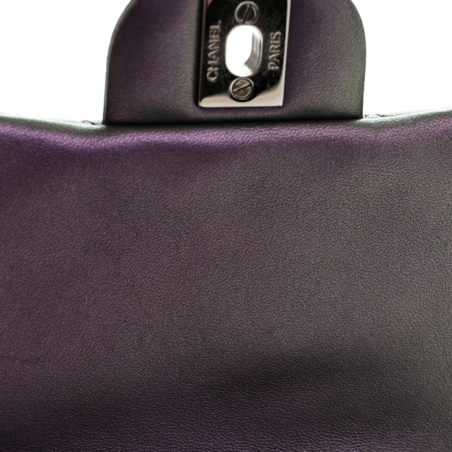 Iridescent Lambskin Quilted Mini Square Flap Dark Purple