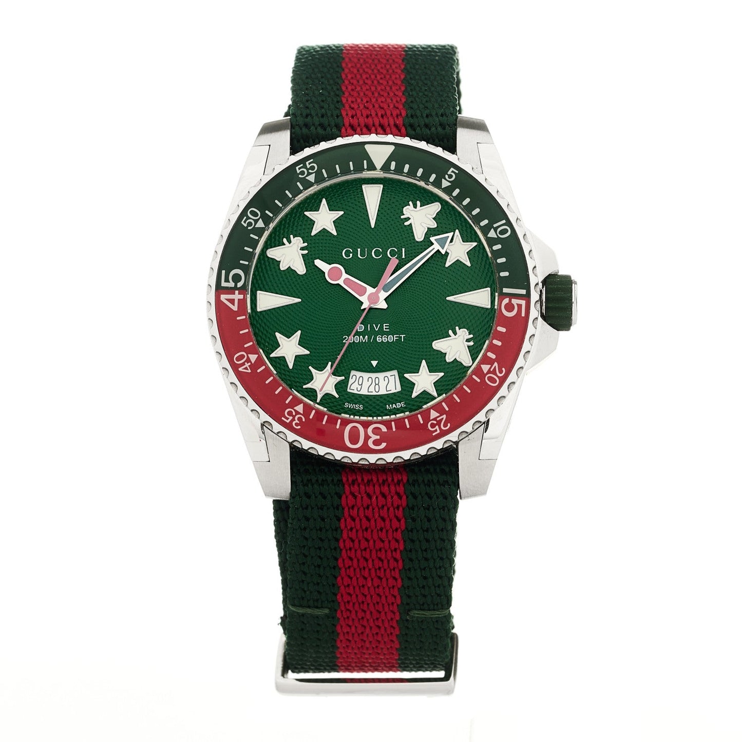 Stainless Steel Nylon 40mm Dive Quartz Watch Green