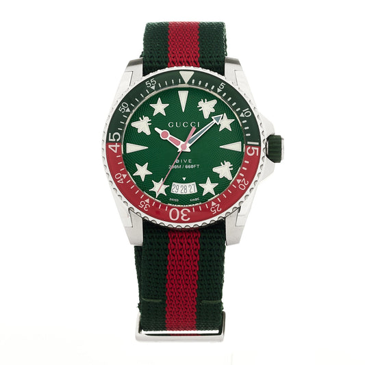 Stainless Steel Nylon 40mm Dive Quartz Watch Green