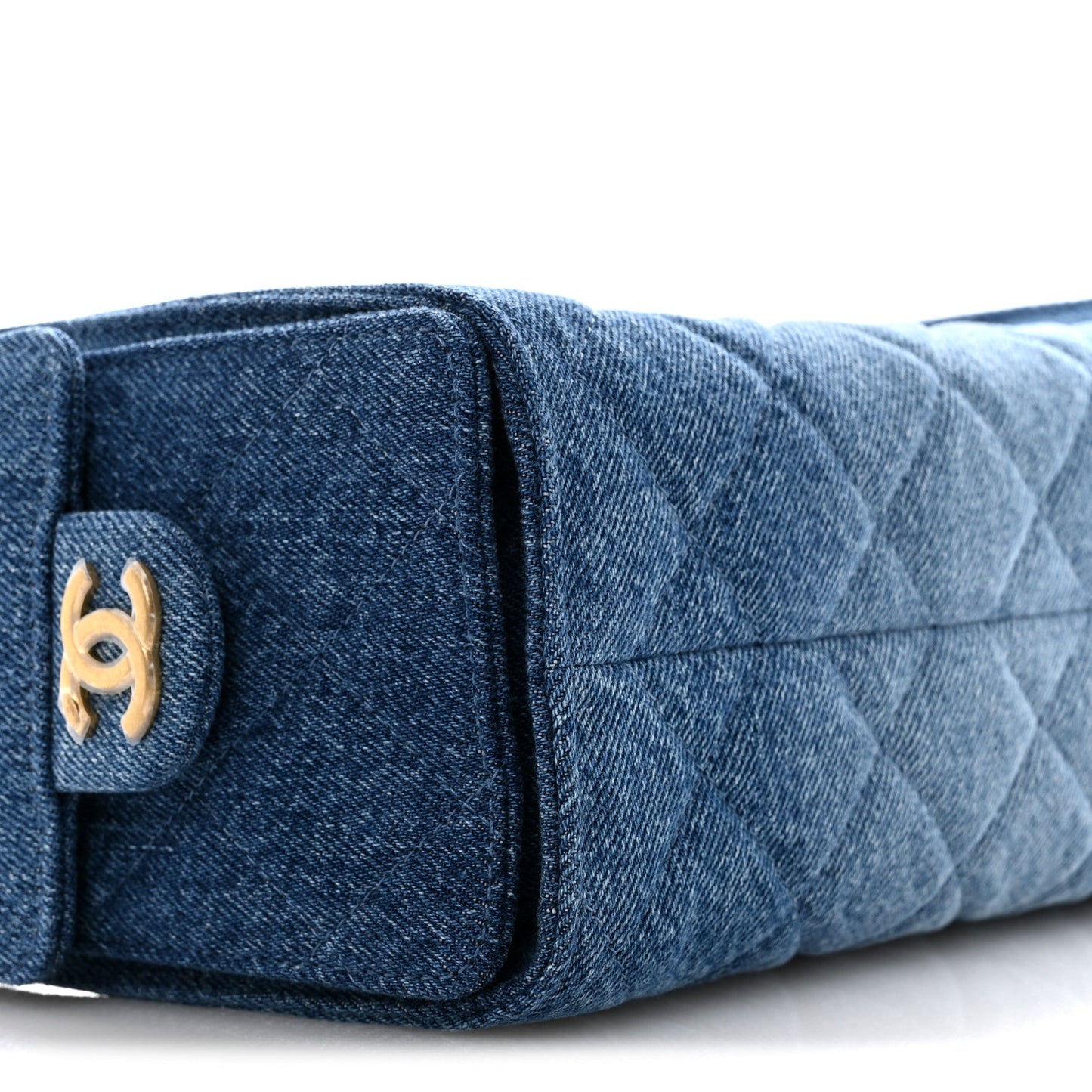 Washed Denim Quilted Mini Chanel 25 Handbag Blue