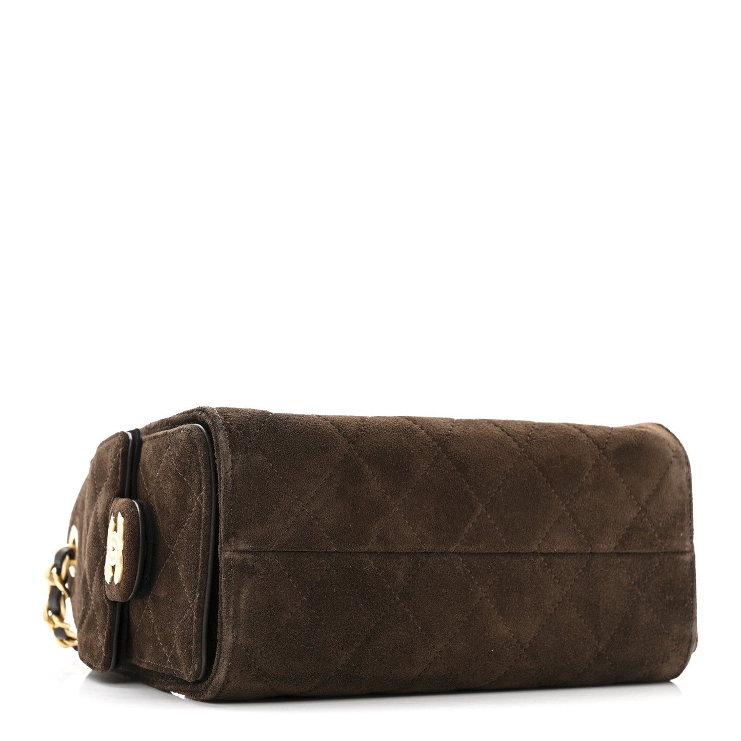 Suede Quilted Mini Chanel 25 Handbag Dark Brown