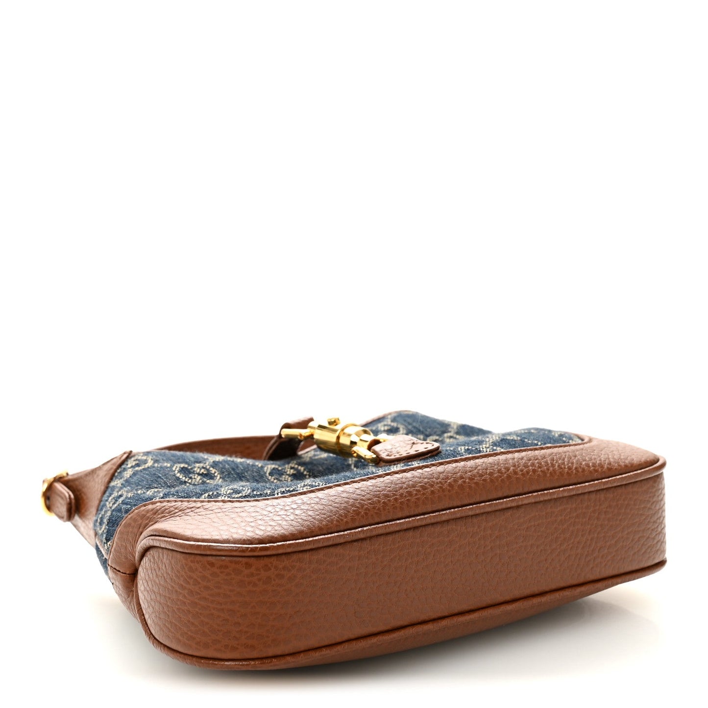 New Denim GG Monogram Calfskin Mini Jackie 1961 Hobo Blue Tea Cuir