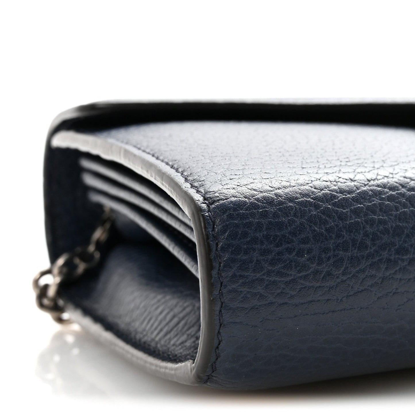 Dollar Calfskin Crystal Mini Dionysus Chain Wallet Blue Agata Black Diamond