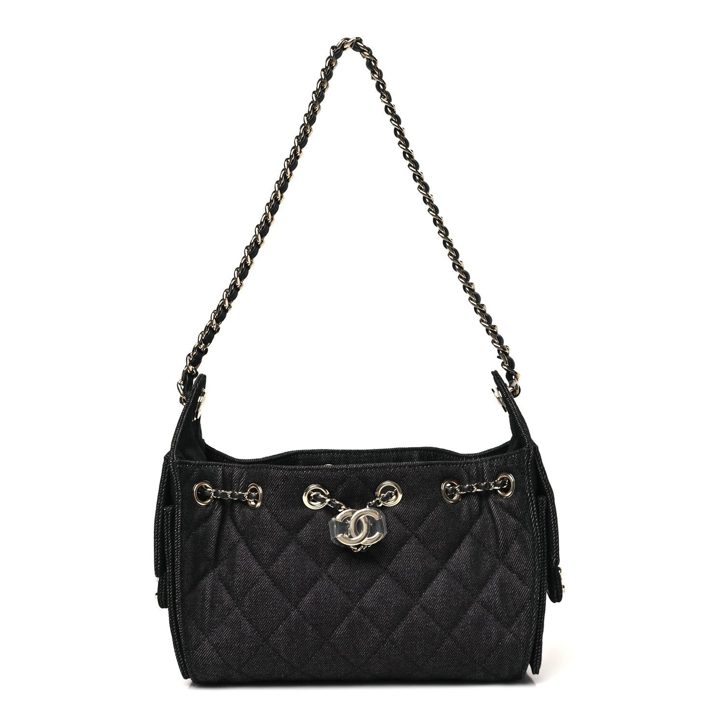Denim Quilted Mini Chanel 25 Handbag Dark Blue