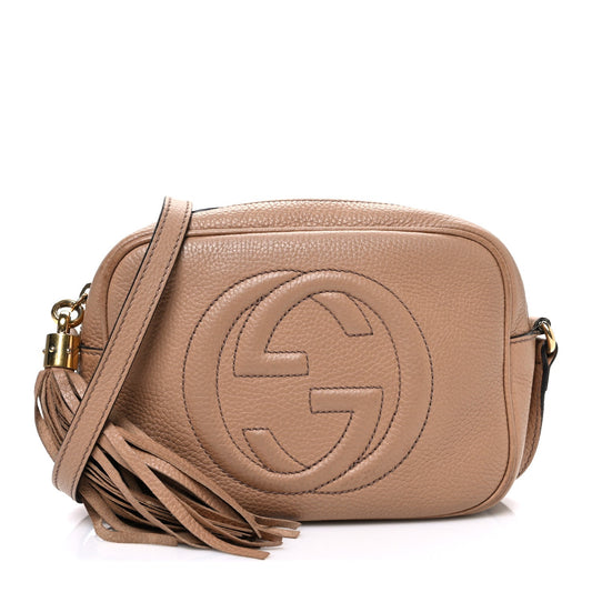 Pebbled Calfskin Small Soho Disco Bag Rose Beige