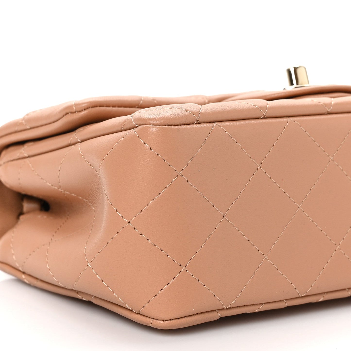 Lambskin Quilted Mini Rectangular Flap Brown