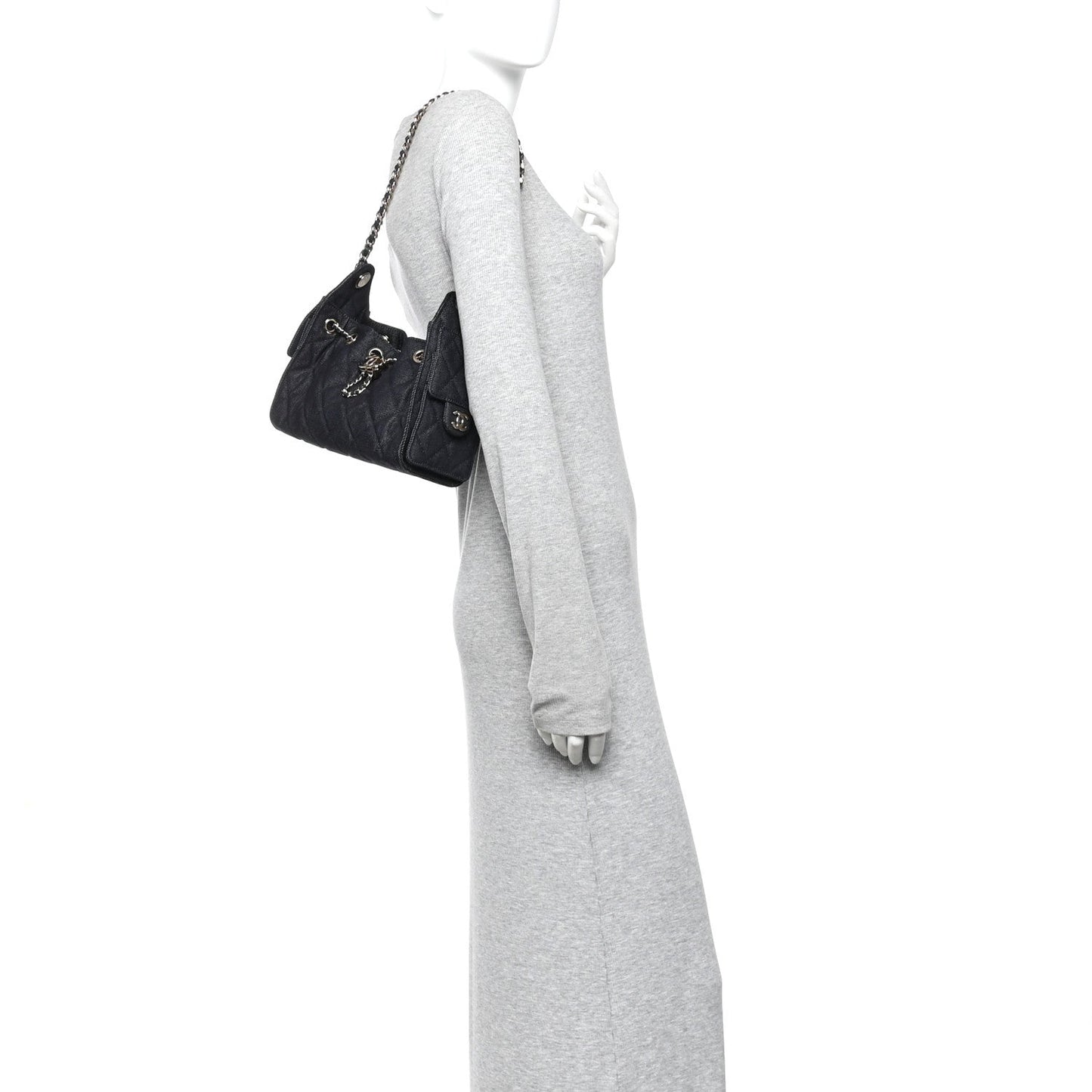 Denim Quilted Mini Chanel 25 Handbag Dark Blue