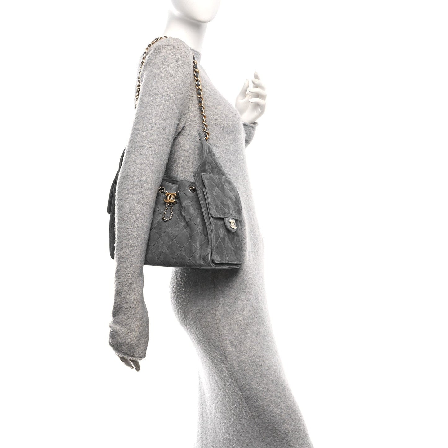 Suede Quilted Small Chanel 25 Handbag Blue
