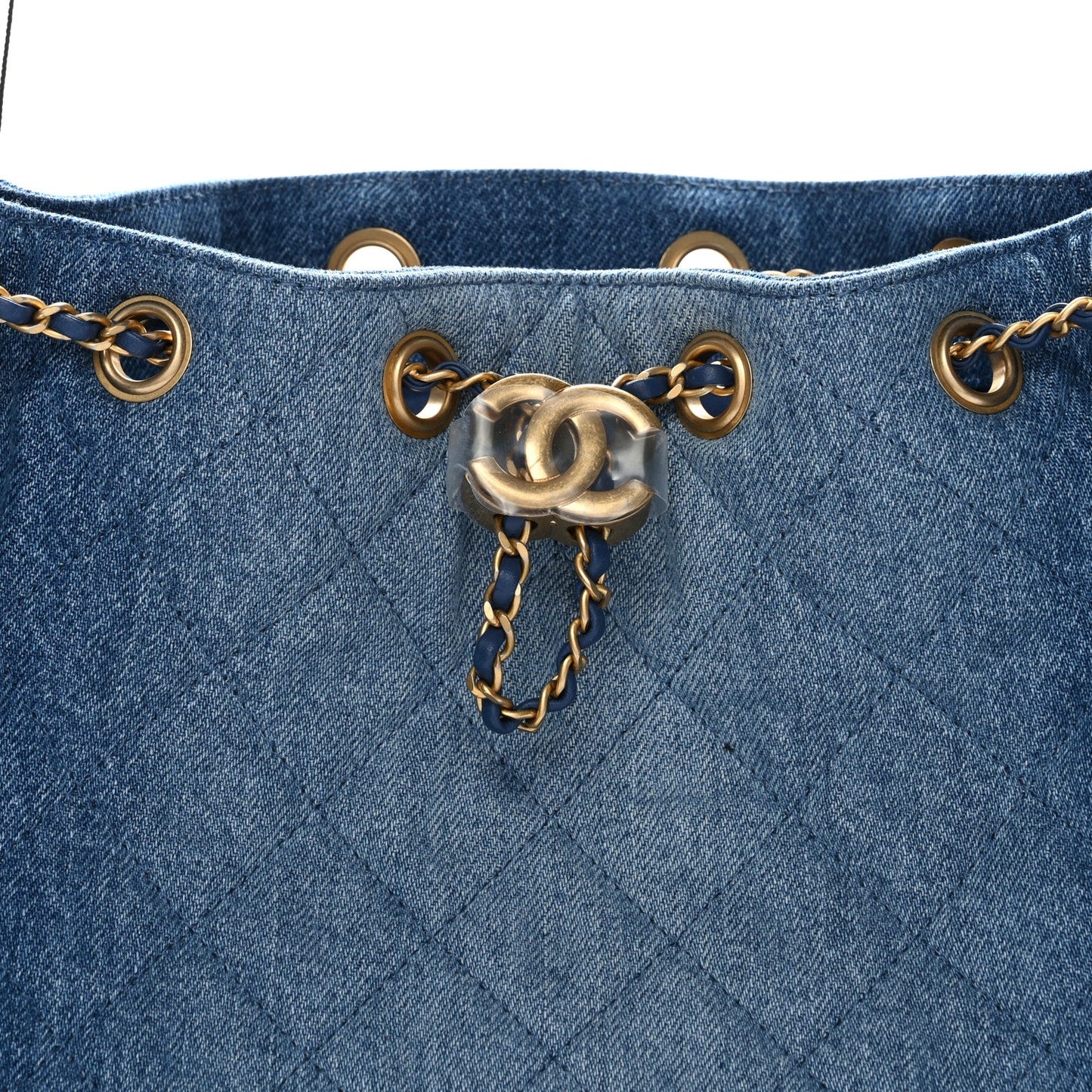Washed Denim Quilted Small Chanel 25 Handbag Blue