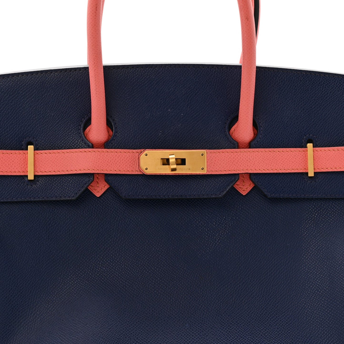 Epsom Horseshoe Birkin 35 Bleu Saphir Flamingo