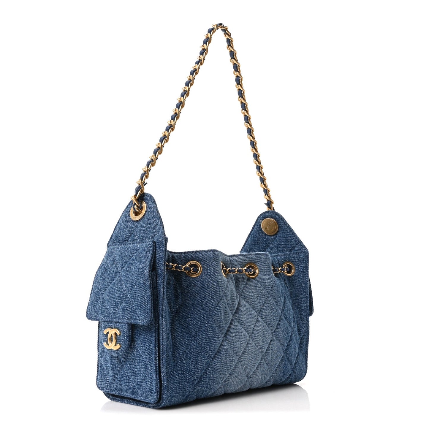 Washed Denim Quilted Mini Chanel 25 Handbag Blue