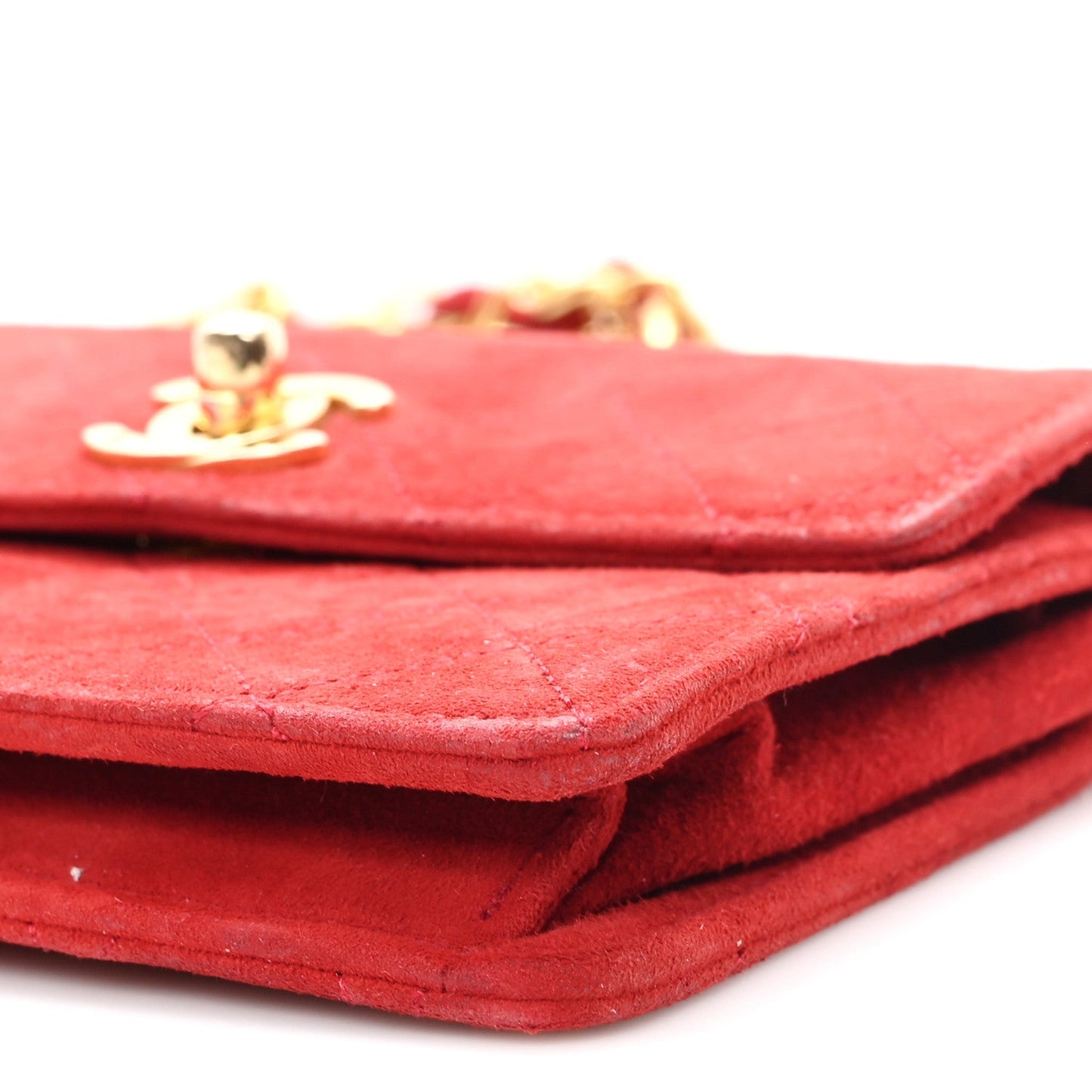 Suede Quilted Mini Square Flap Red