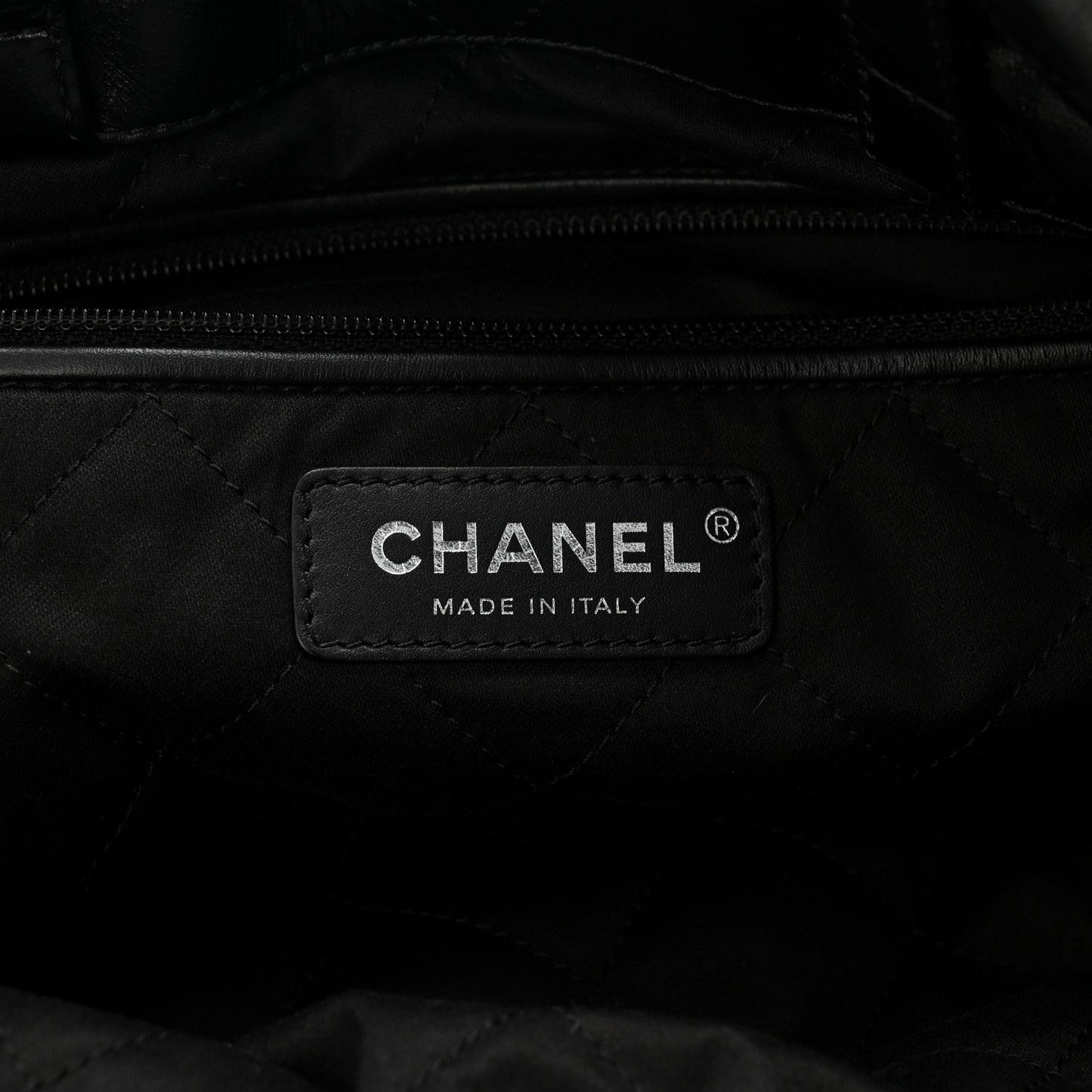 Shiny Calfskin Quilted Chanel 22 Backpack So Black