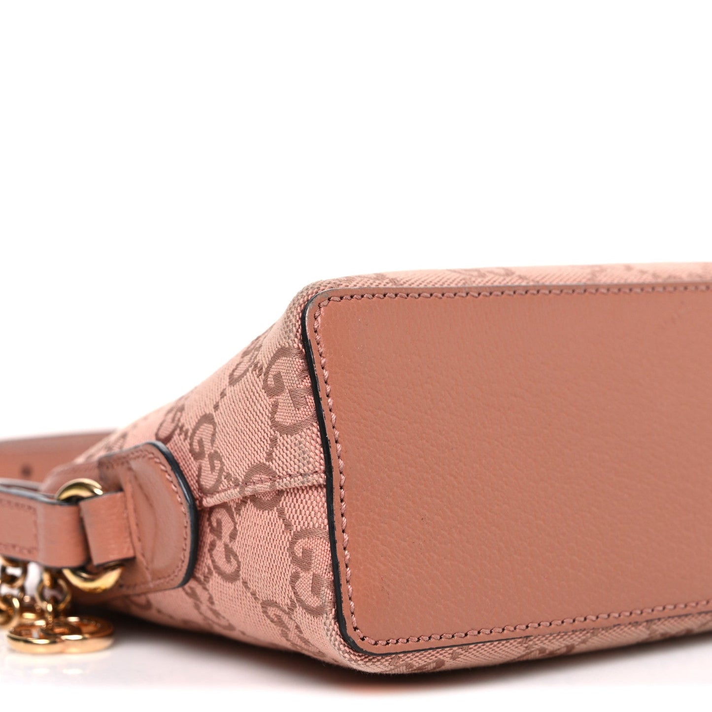 Monogram Textured Dollar Calfskin Small Ophidia Dome Shoulder Bag Cloche Rose Pink