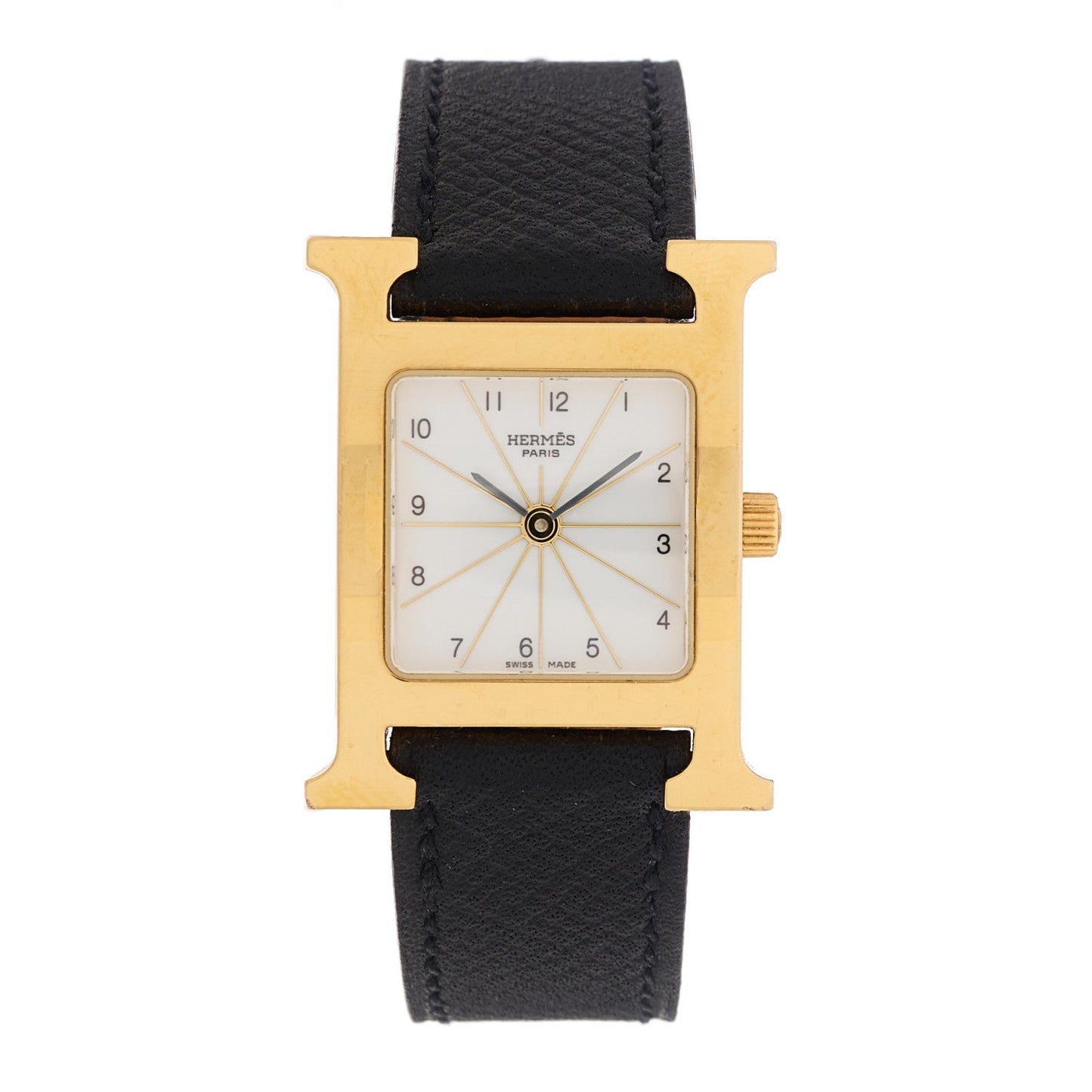 Stainless Steel Epsom 21mm Heure H Hour Quartz Watch Noir