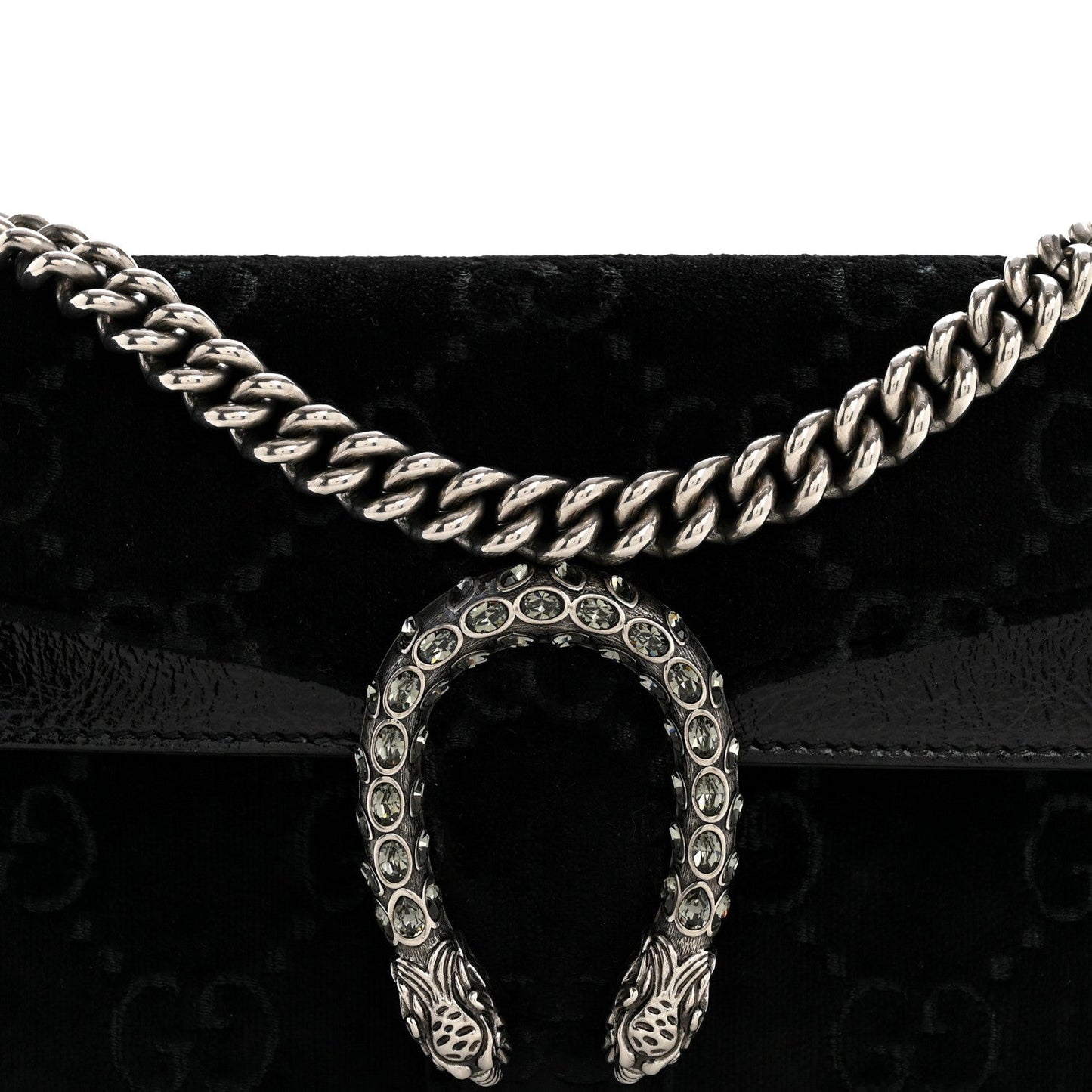 Velvet Skipper Crystal GG Monogram Small Dionysus Shoulder Bag Black Black Diamond
