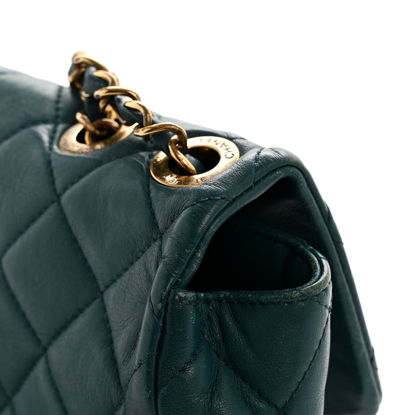 Lambskin Quilted Mini Rectangular Flap Dark Blue