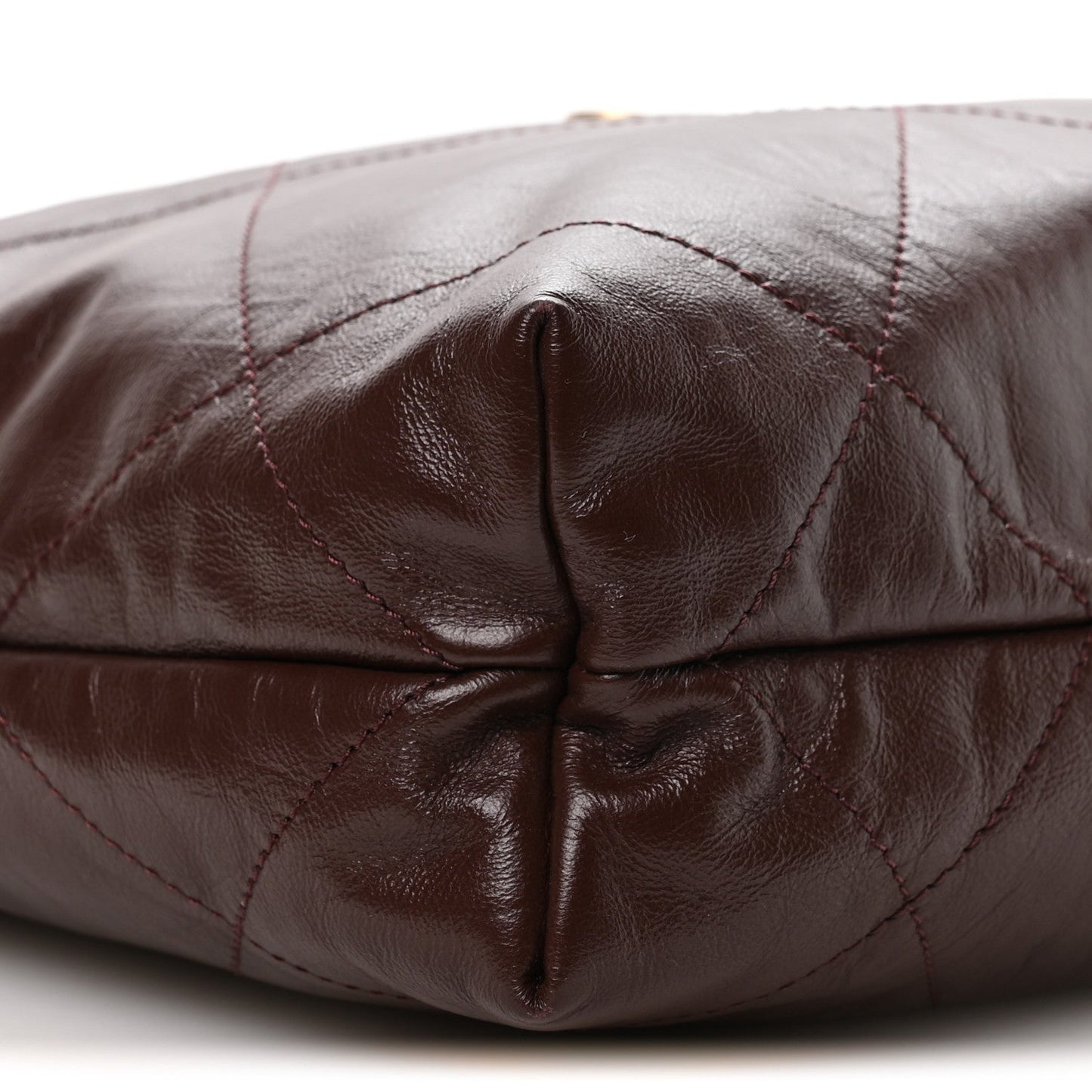 Shiny Calfskin Quilted Small Chanel 22 Dark Brown