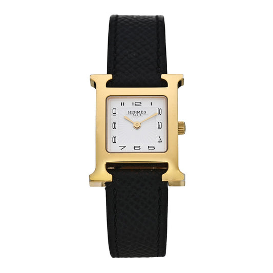 Stainless Steel Epsom 21mm Heure H Hour Quartz Watch Noir