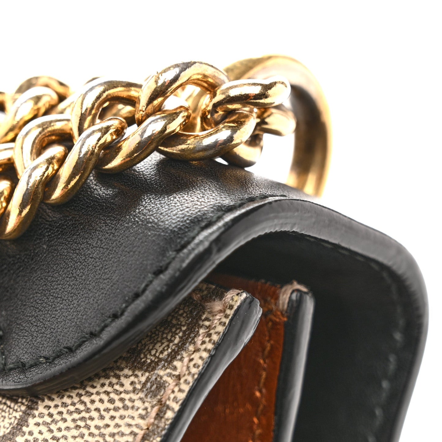 GG Supreme Monogram Calfskin Small Padlock Shoulder Bag Beige Black Cuir