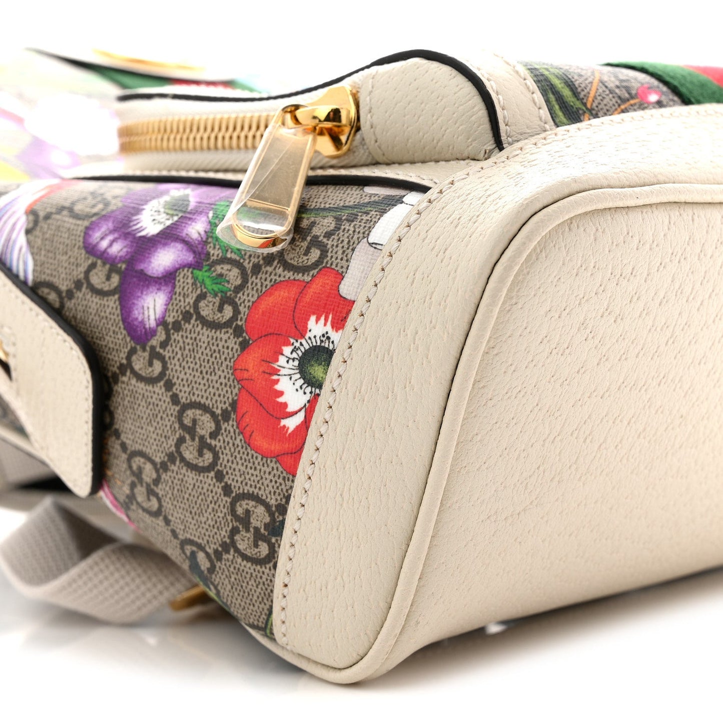 GG Supreme Monogram Flora Web Small Ophidia Day Backpack White