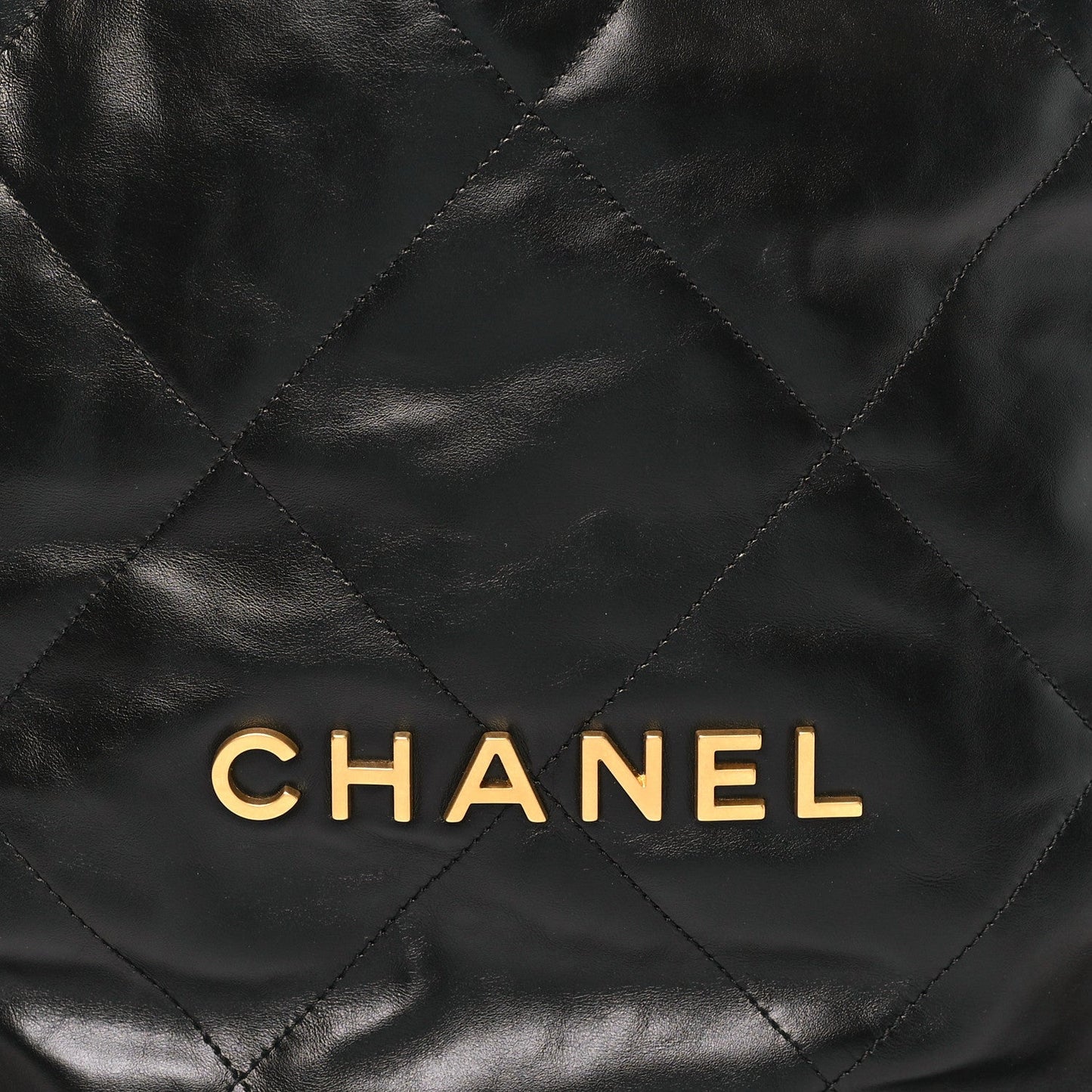 Shiny Calfskin Quilted Chanel 22 Backpack Black