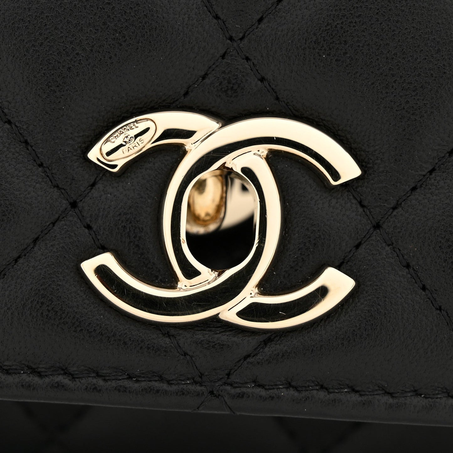 Lambskin Quilted Trendy CC Wallet On Chain WOC Black