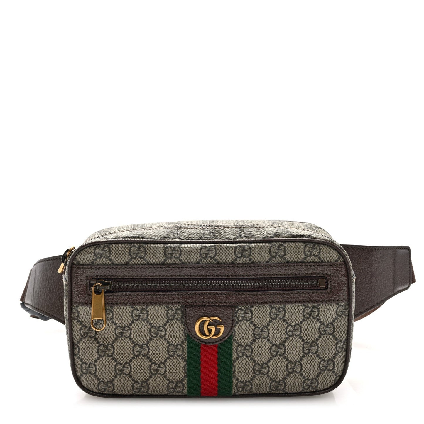 Soft GG Supreme Monogram Medium Ophidia Belt Bag Dark Brown