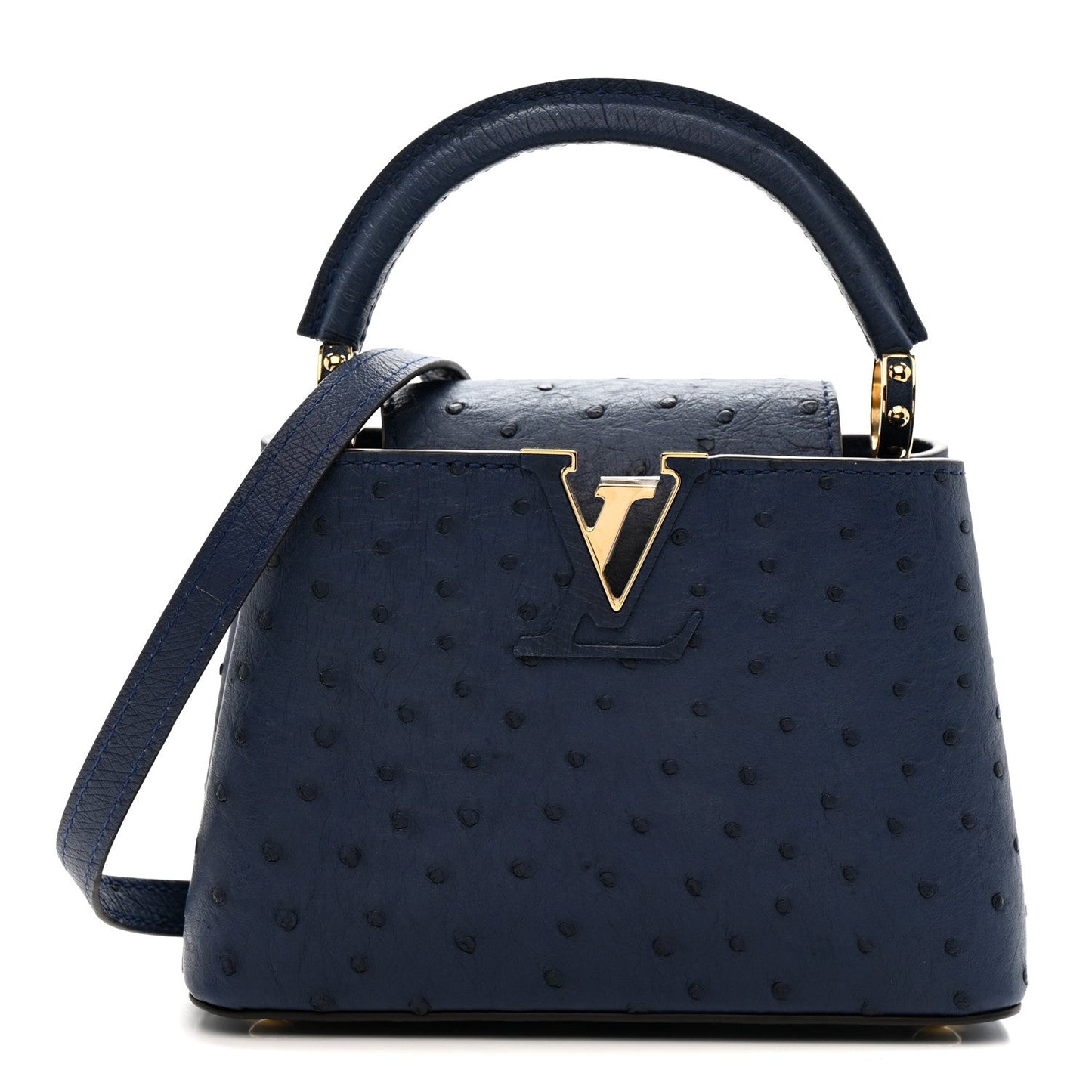 Ostrich Capucines Mini Indigo