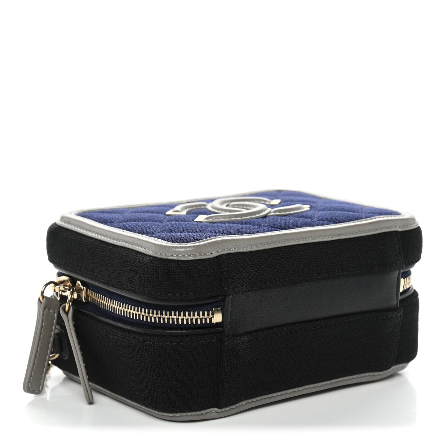Jersey Quilted Small CC Filigree Vanity Case Blue Black Grey