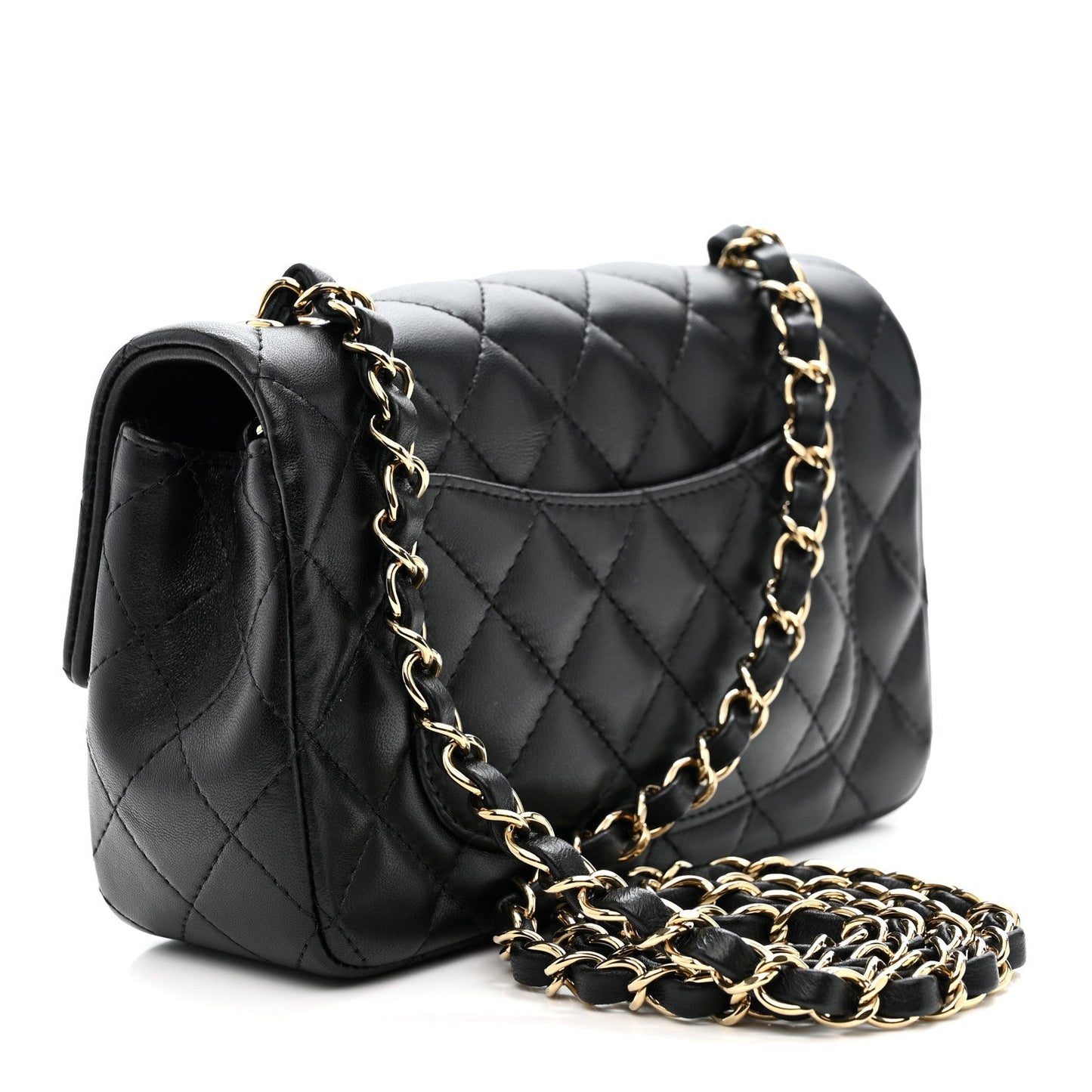 Lambskin Quilted Mini Rectangular Flap Black