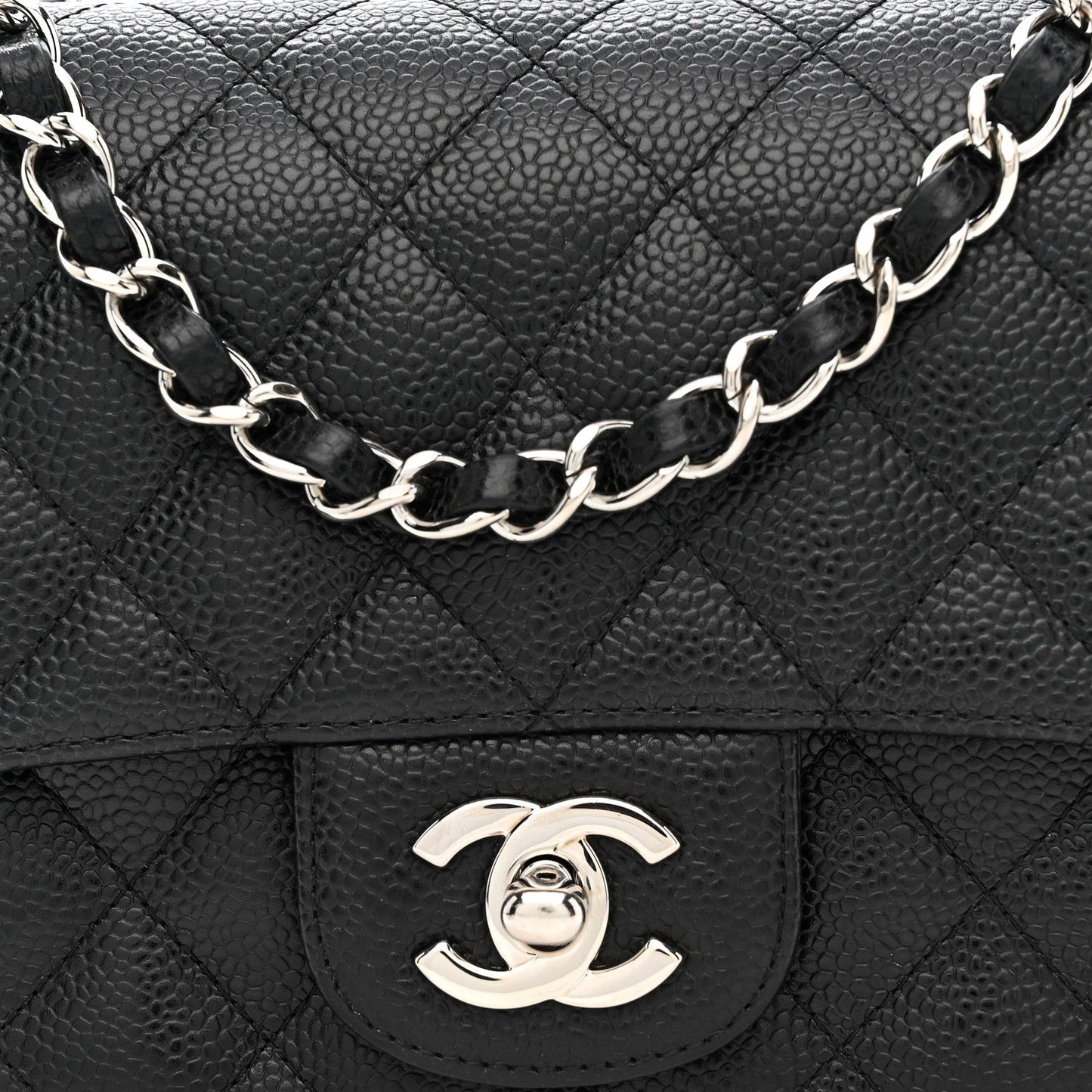 Caviar Quilted Mini Square Flap Black