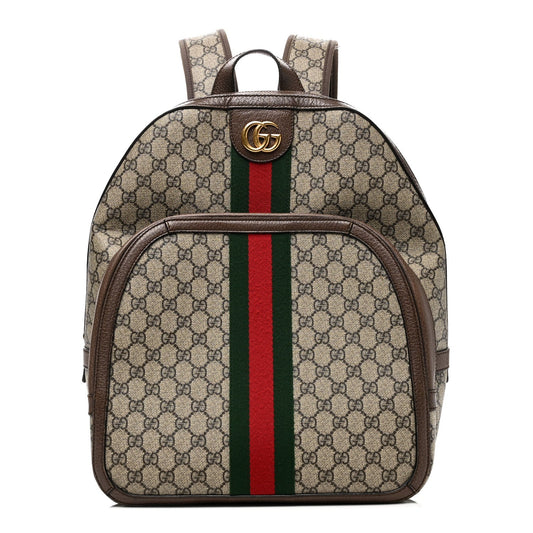 GG Supreme Monogram Medium Ophidia Day Backpack Brown