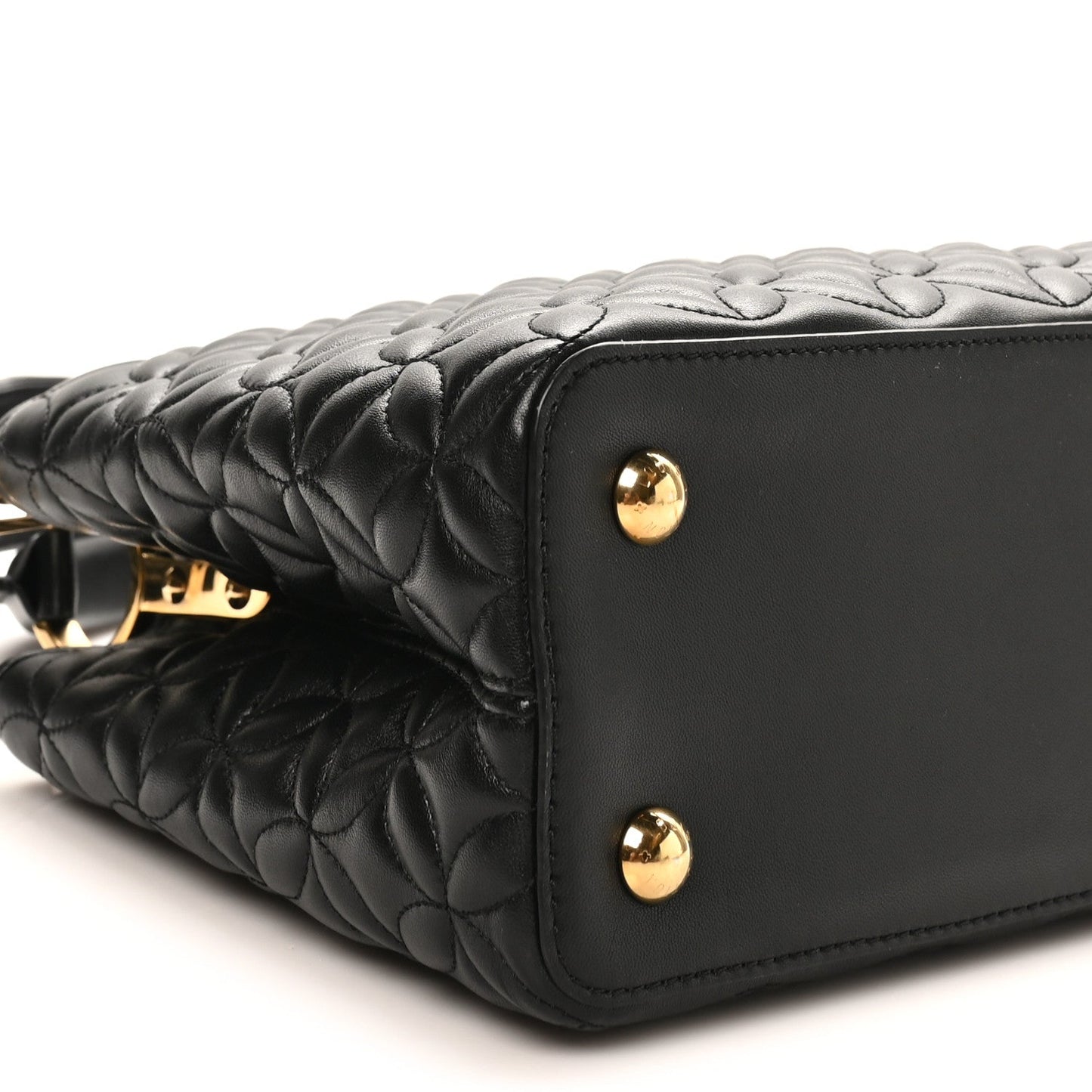 Lambskin Quilted Flower Capucines PM Black