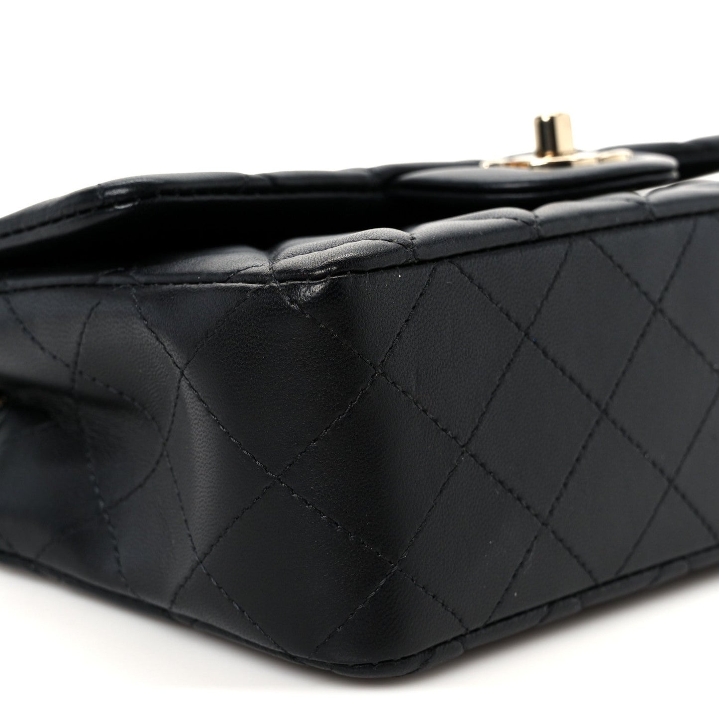 Lambskin Quilted Mini Rectangular Flap Black