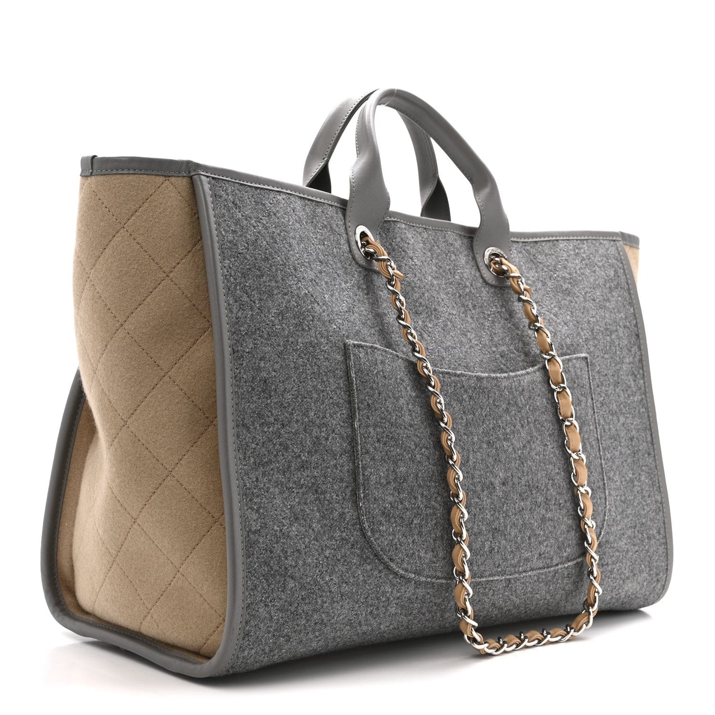 Wool Felt Large Deauville Tote Grey Beige