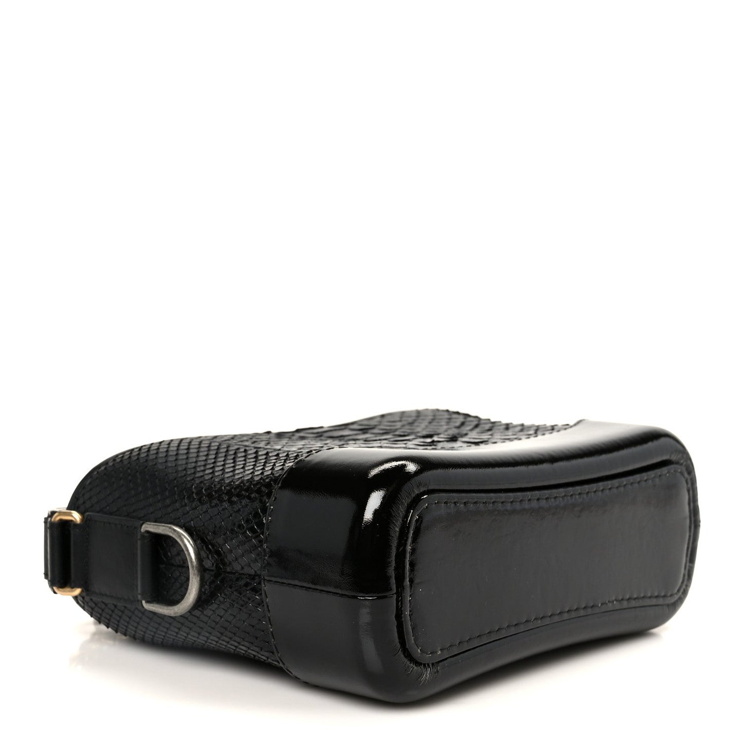 Snakeskin Patent Calfskin Small Gabrielle Hobo Black