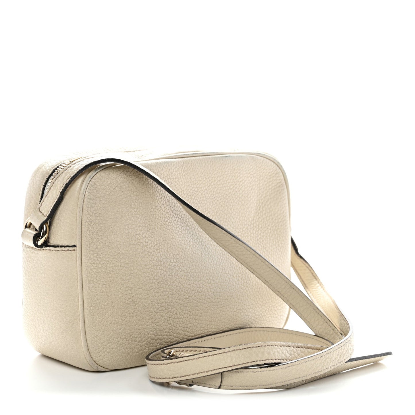 Pebbled Calfskin Small Soho Disco Bag Off White