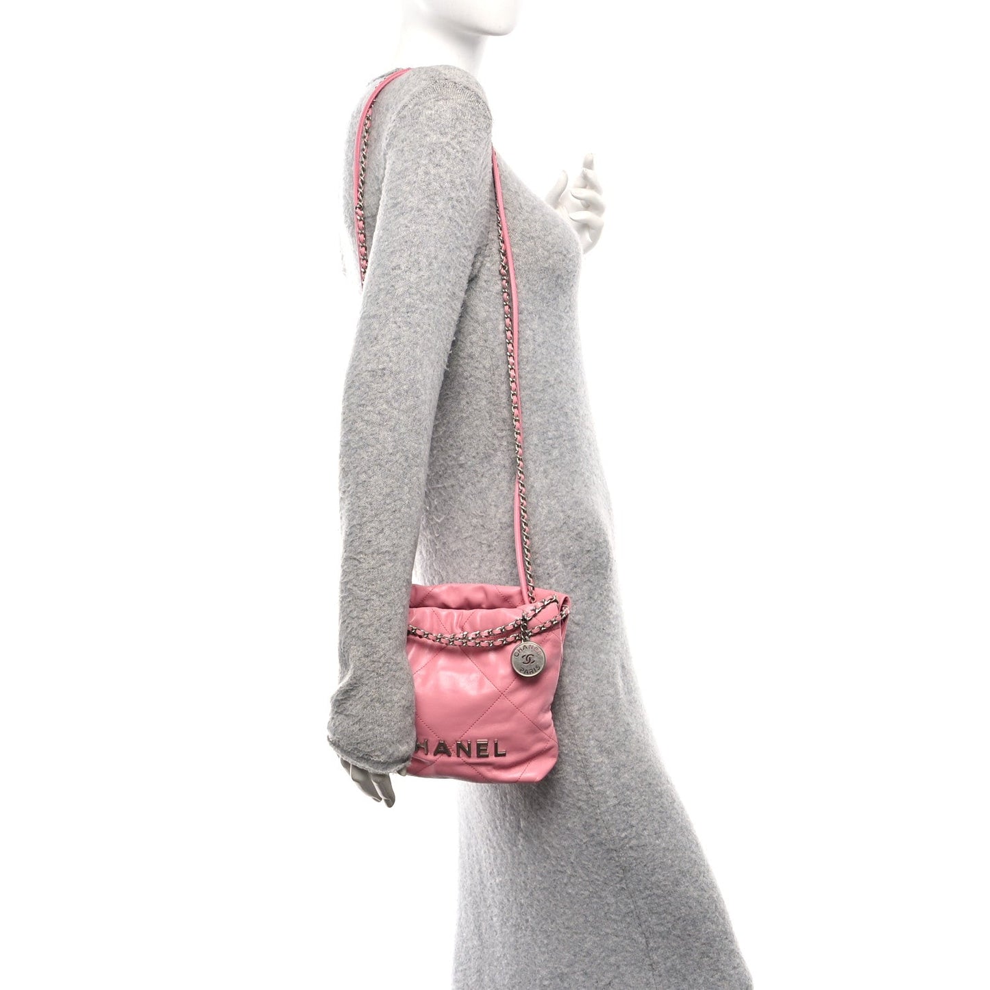 Shiny Calfskin Quilted Mini Chanel 22 Pink