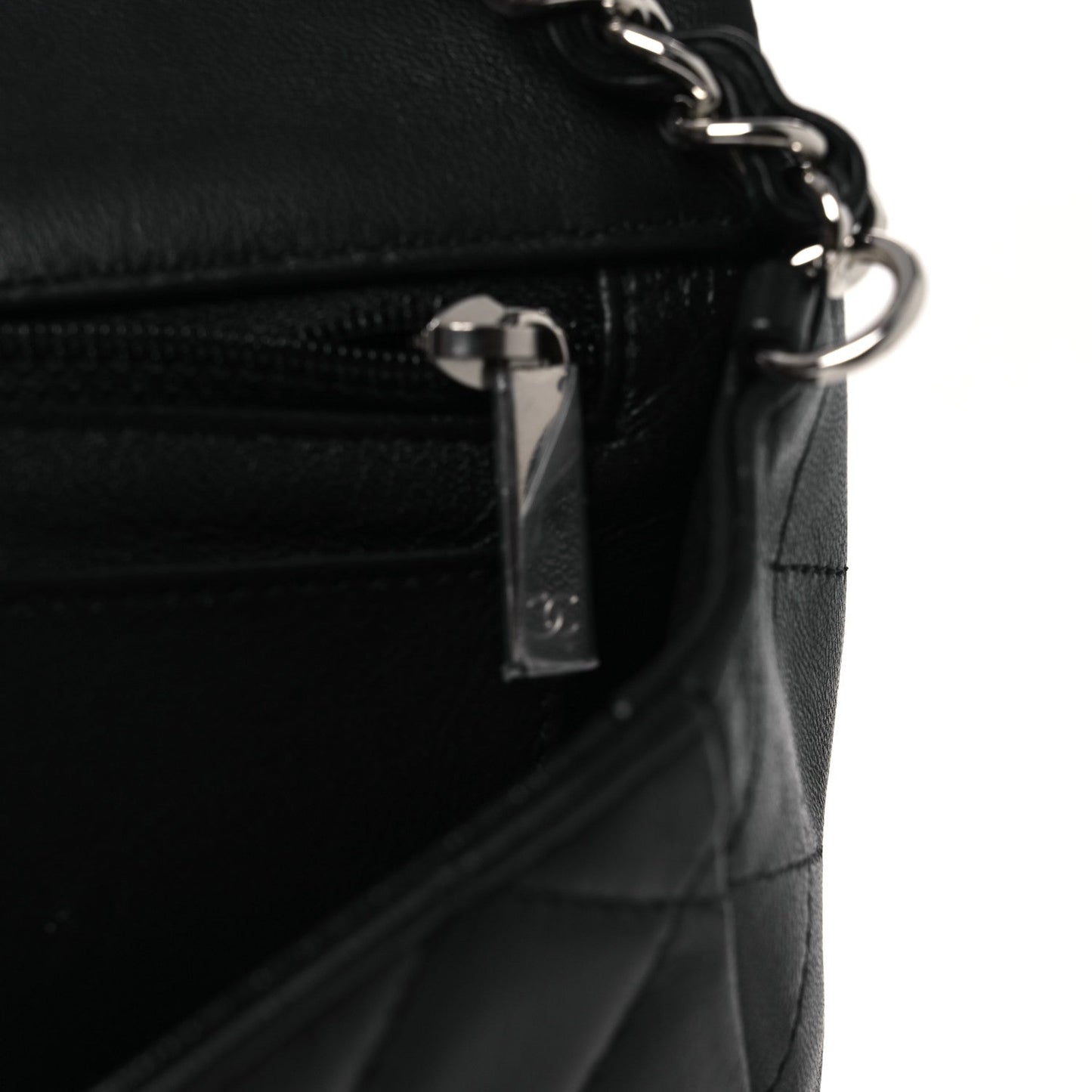 Lambskin Quilted Mini Rectangular Flap Black