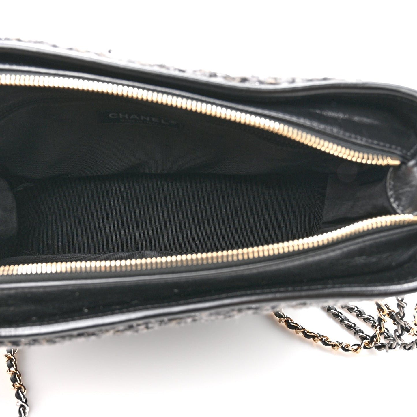 Tweed Calfskin Quilted Medium Gabrielle Hobo Black